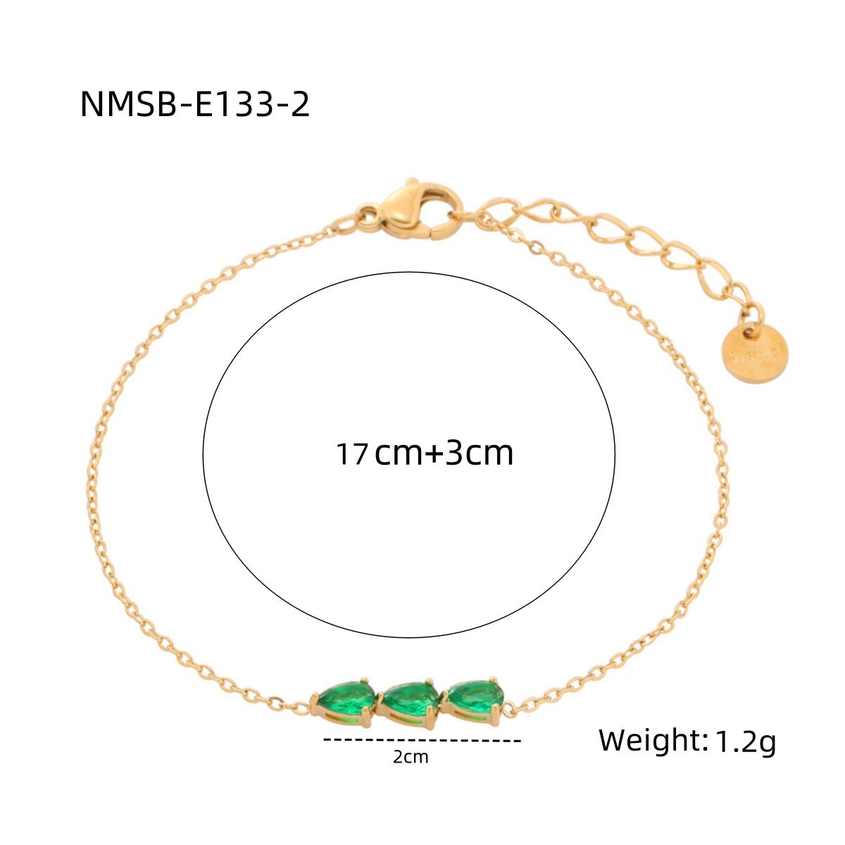 Fashionable Minimalist Geometric Titanium Steel Bracelet for Women with Zircon Water-Drop Pendants and Electroplated Finish