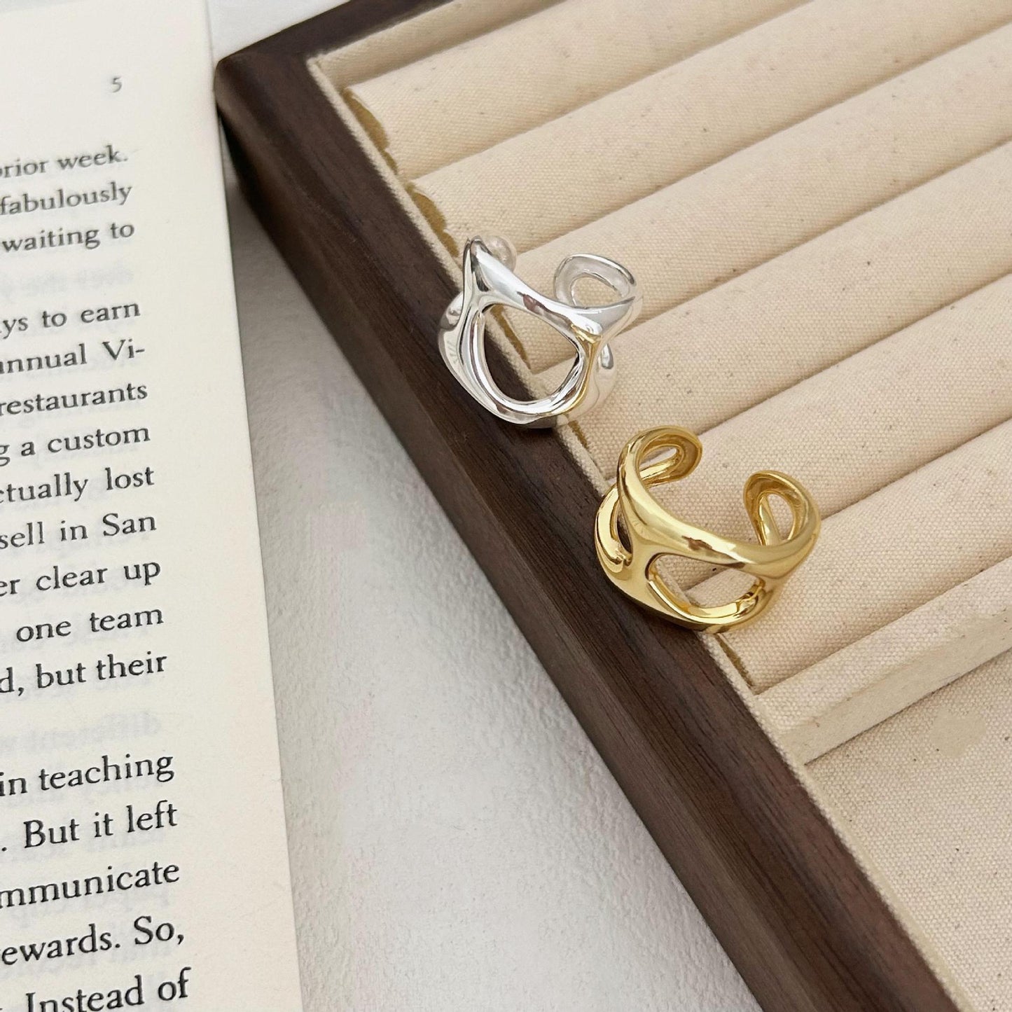 Anillo de plata de ley 925 irregular con forma de corazón para mujer con diseño vintage y dulce