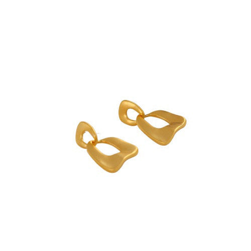 Orecchini da donna stile retrò francese con borchie geometriche irregolari in metallo galvanizzato e perni in acciaio, gioielli alla moda di lusso minimalista per tutti i giorni