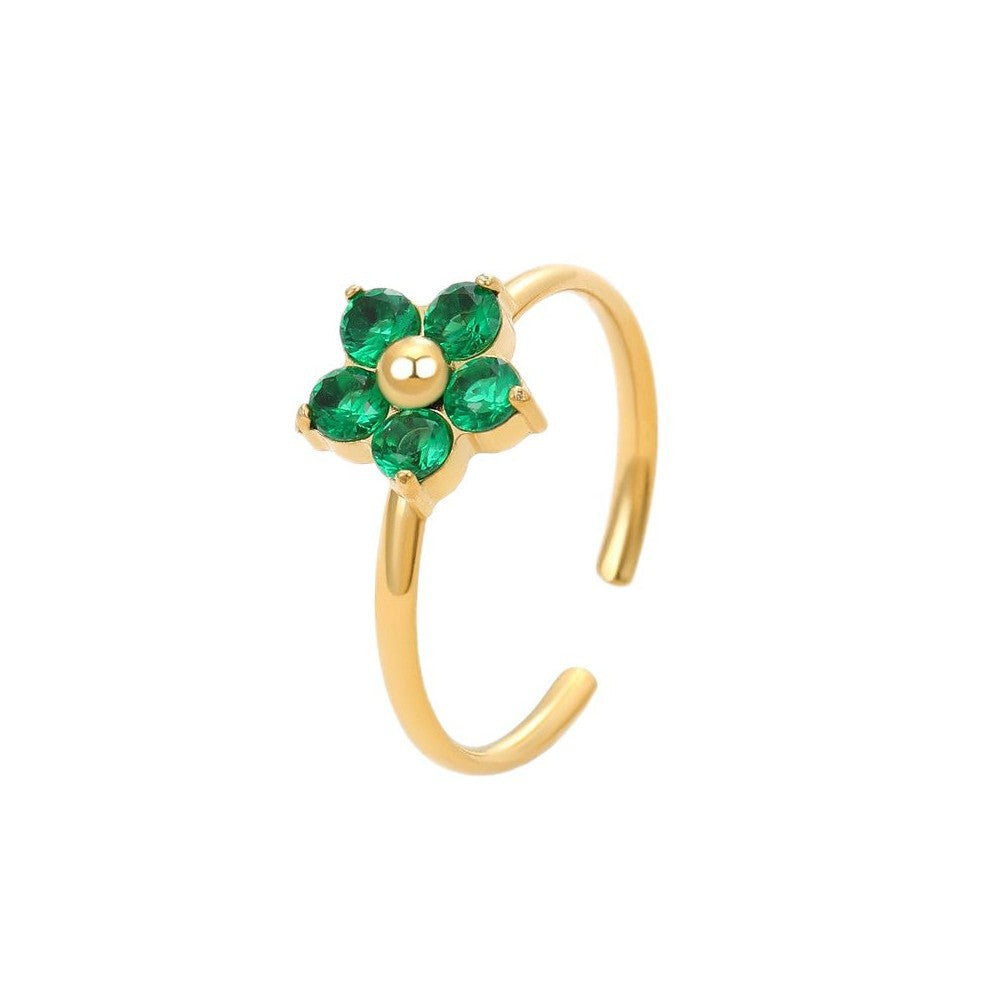Anello Minimalista Geometrico Placcato Acciaio Inossidabile con Accento Zirconia per Donna