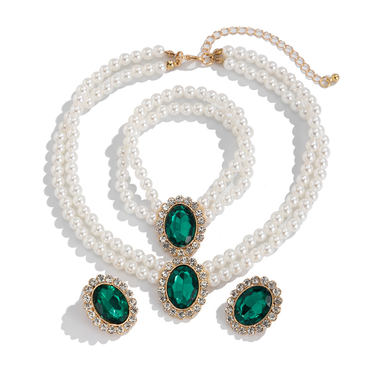 Collana Choker da Donna in Stile Francese Vintage con Perle Geometriche e Intarsio di Strass