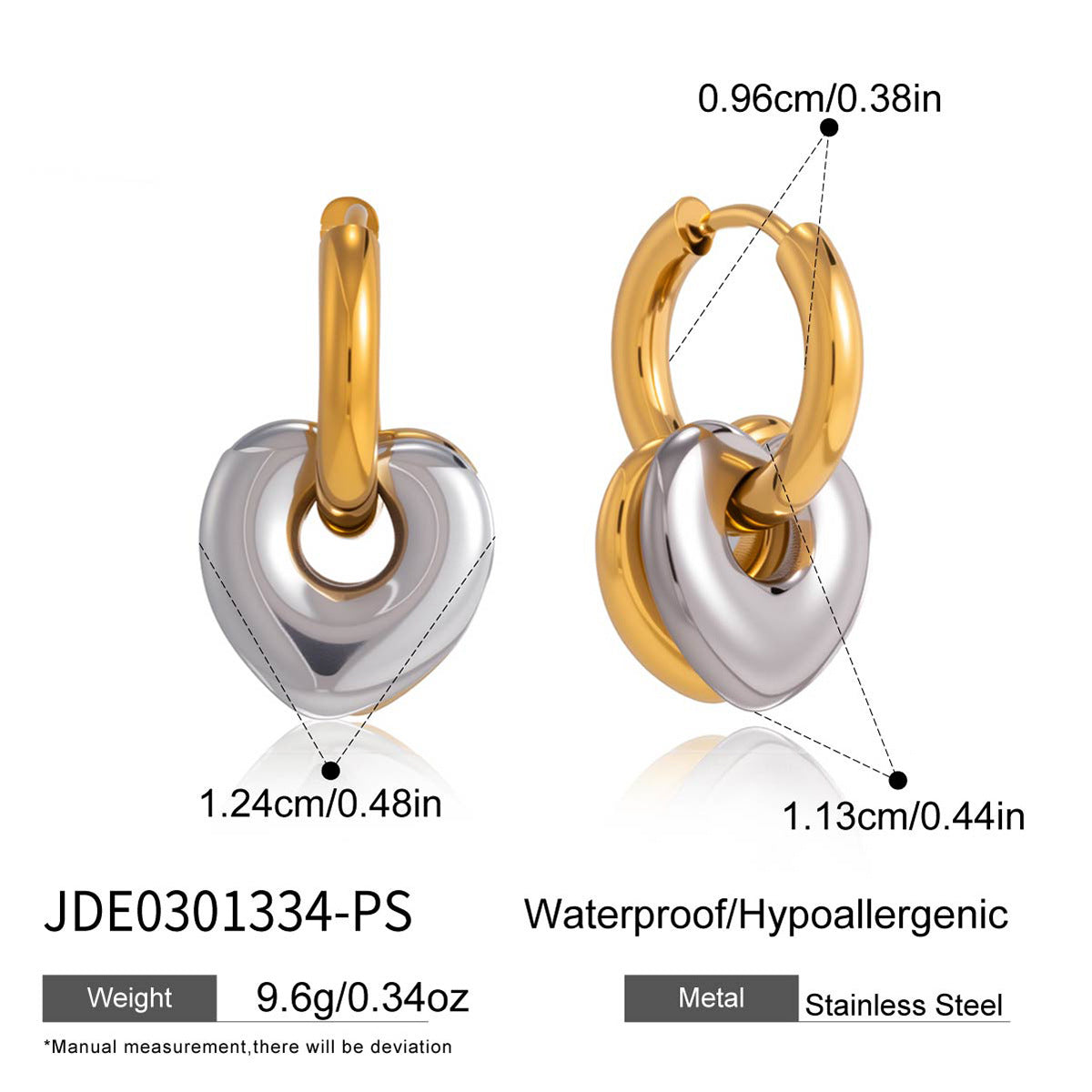 Elegant Heart Plated Stainless Steel Earrings for Women