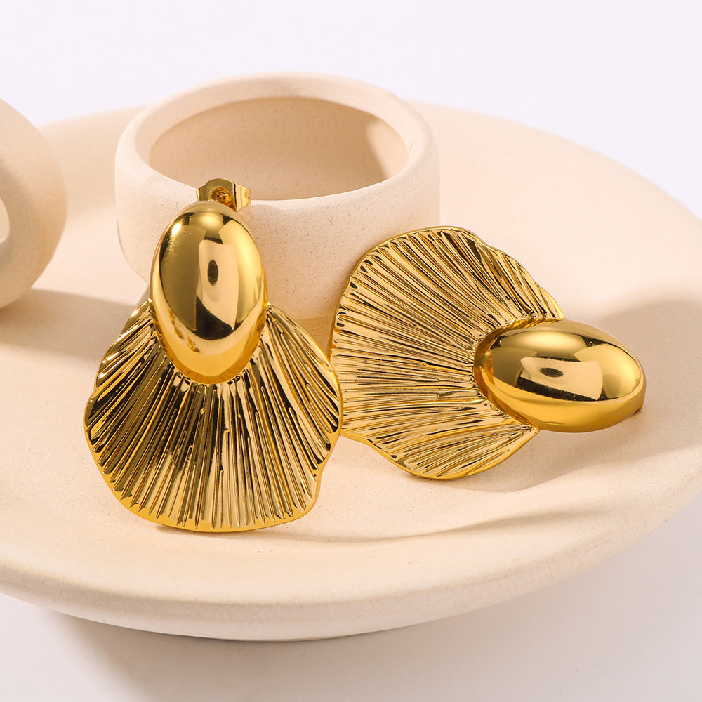 Orecchini da donna minimalisti asimmetrici geometrici in acciaio inossidabile con placcatura sottovuoto in oro 18 carati