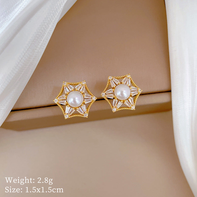 Geometric Stud Earrings for Women with Plated Copper Design, Elegant Long Tassel Drop Earrings, Sweet Style Jewelry