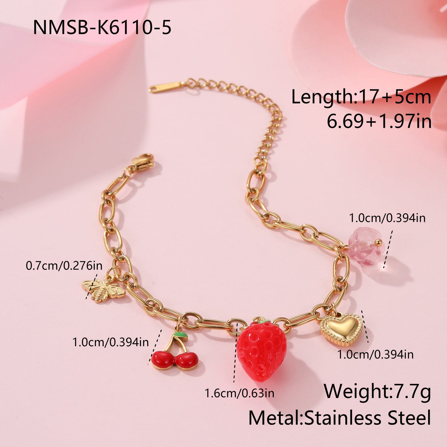 Collana con Pendente in Acciaio Inossidabile a Forma di Frutta alla Moda con Finitura Placcata per Donne, Catena con Ciondolo a Limone, Fragola e Uva