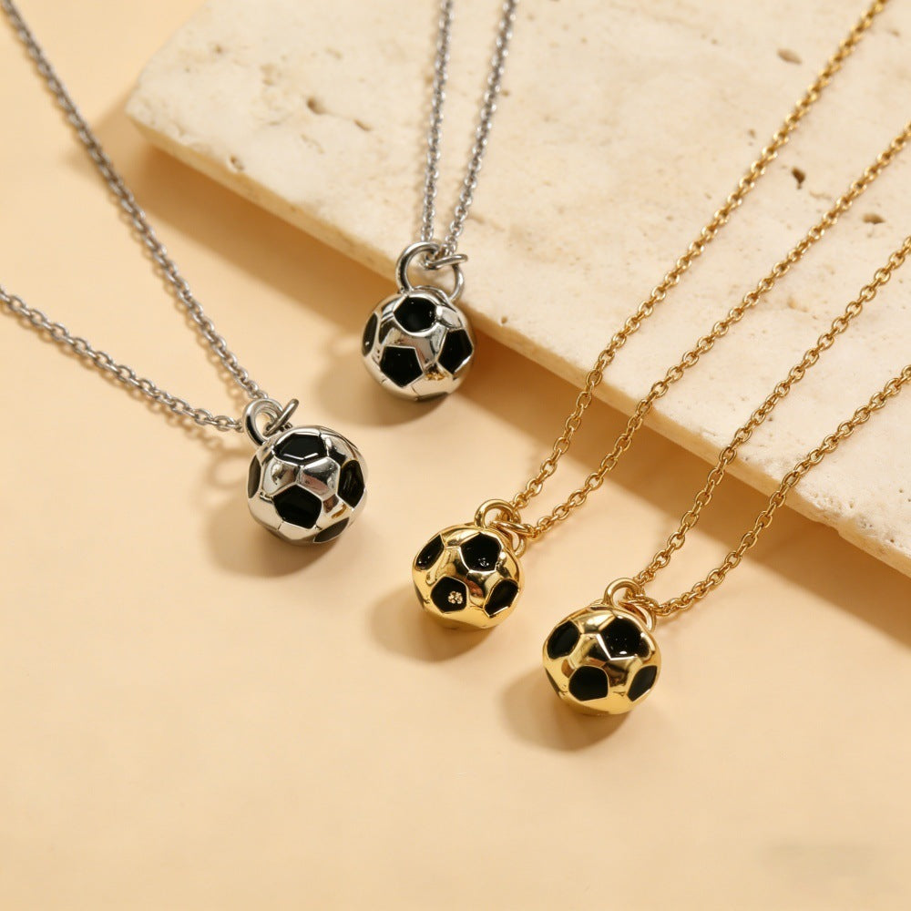 Luxury Brass Football Pendant Necklace Box Chain Women