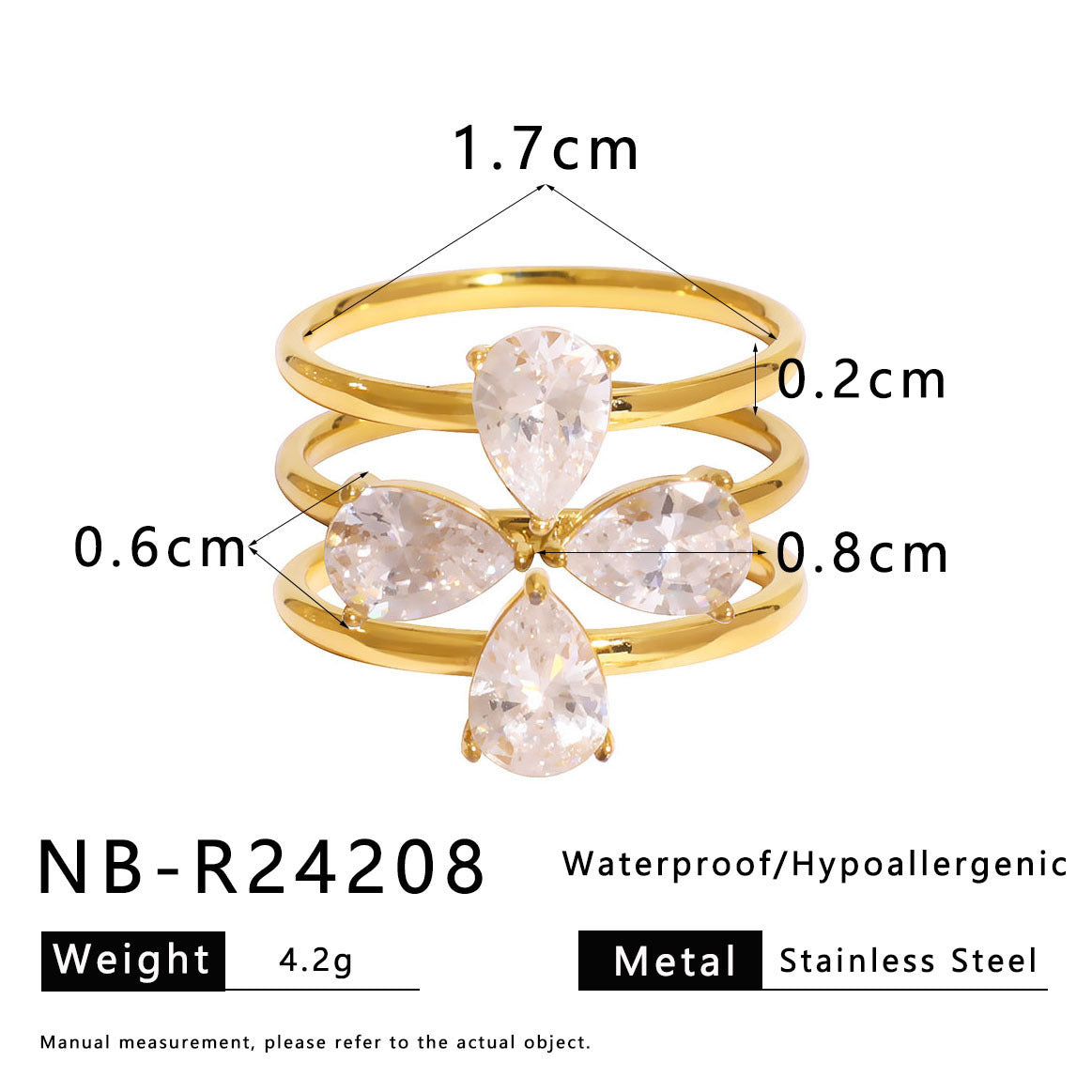 Anello Minimalista a Cuore a Forma di Quadrifoglio in Acciaio Inossidabile Placcato per Donna e Uomo