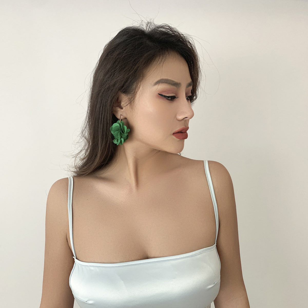 Rustic Floral Rose and Camellia Earrings with Colorful Tassel Embellishment in Metal with Plated Finish