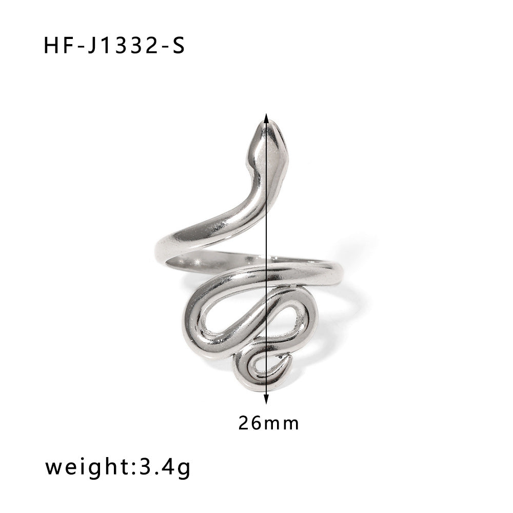 Anello da donna in acciaio inossidabile geometrico a forma di cuore, minimalista, con finitura placcata e design ispirato a una catena
