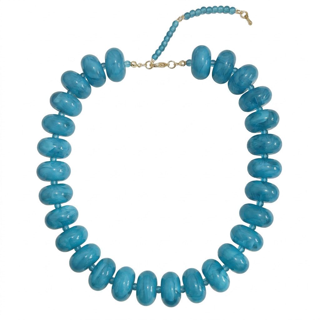 Bohemian Geometric Acrylic Pendant Brass Ball Chain Necklace for Women