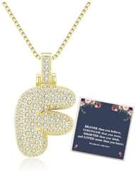Sweet Hip-hop Letter Brass Cubic Zirconia Inlay Pendant Necklace Box Chain Unisex