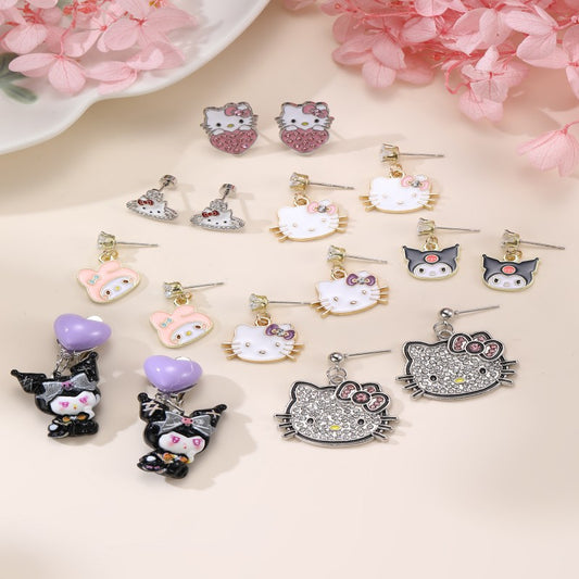 Minimalist Bowknot Alloy Children's Earrings with Enamel Finish for Girls Aged 3 to 10+ Years