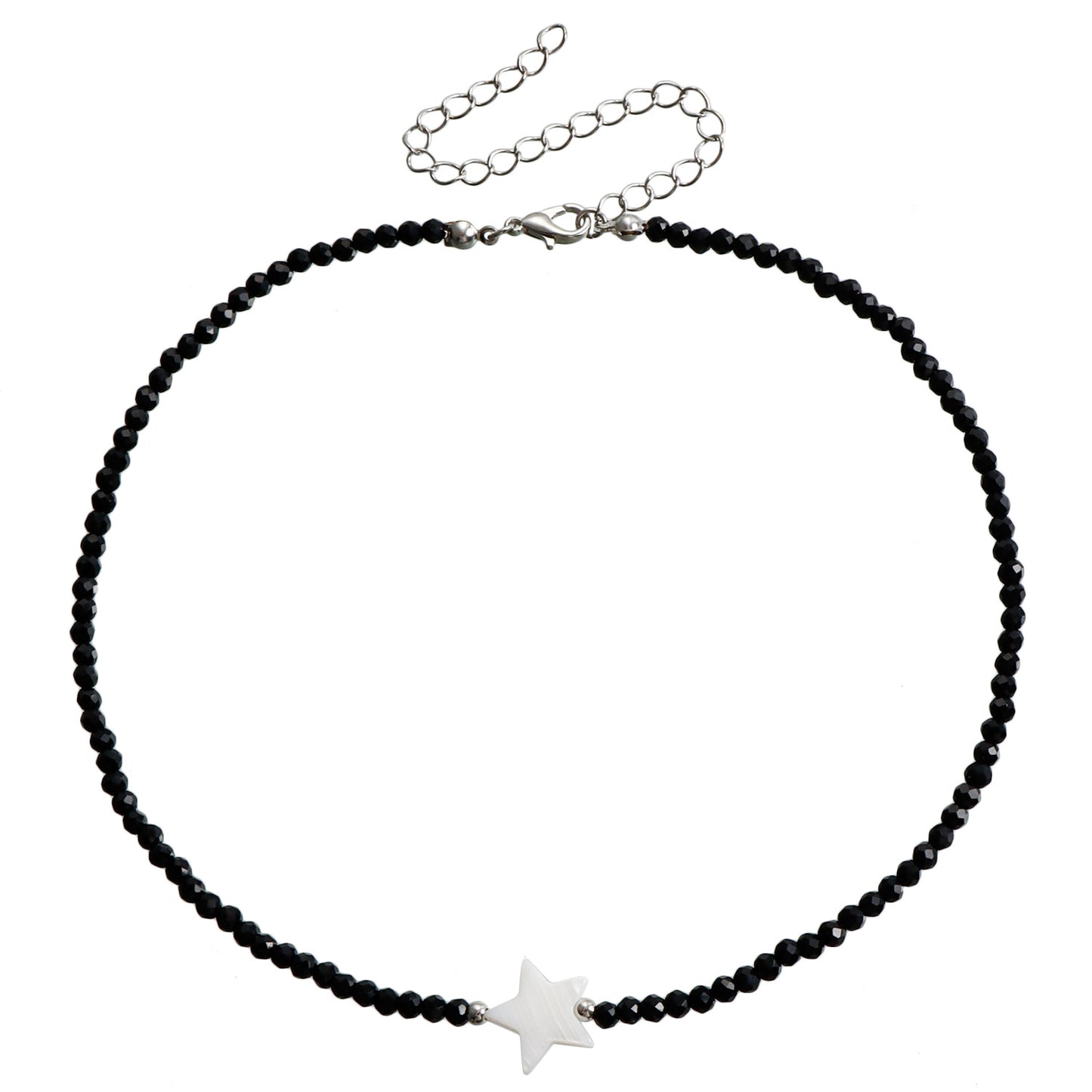 Minimalist Geometric Mother-of-Pearl Necklace with Imitation Crystal Accents for Women, Electroplated Metal Choker