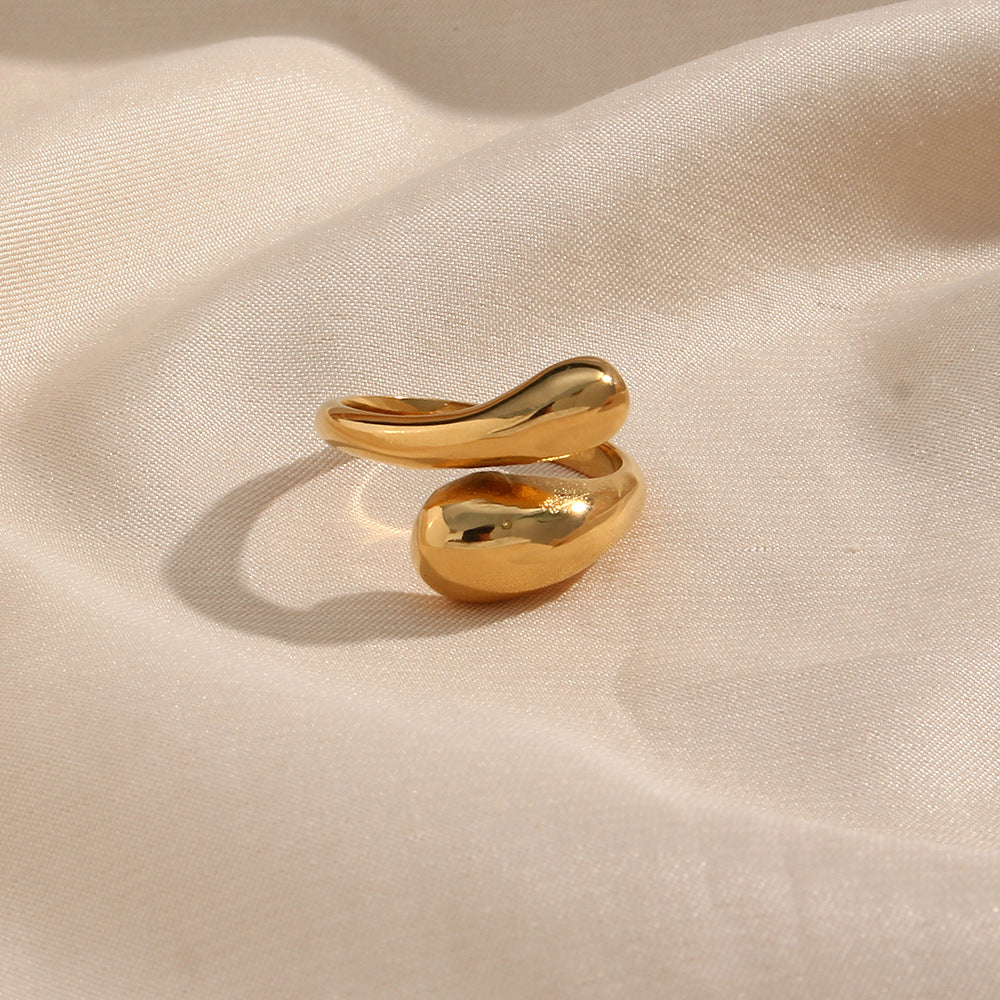 Anello da donna regolabile in acciaio inossidabile con serpente geometrico minimalista e finitura lucida