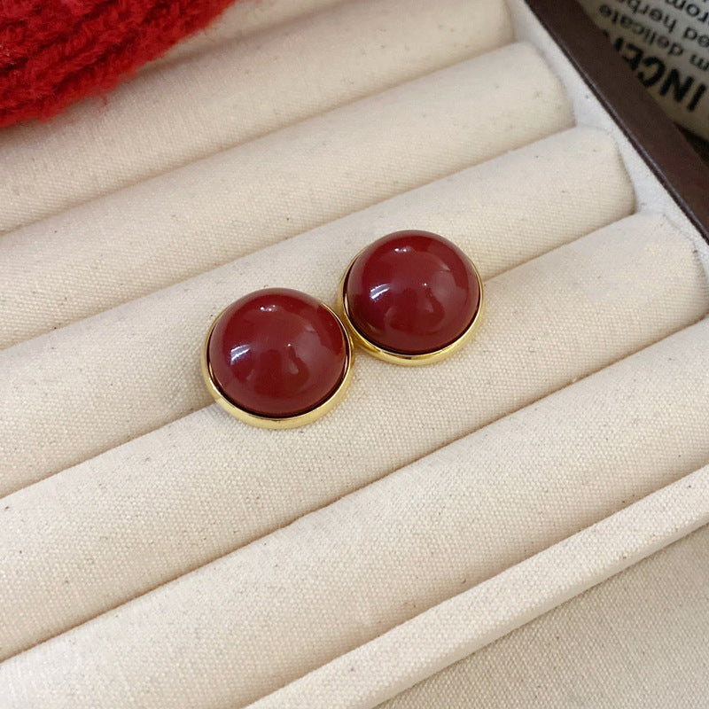 Elegant Geometric Earrings for Women with Enamel Finish in Copper and Stainless Steel Studs