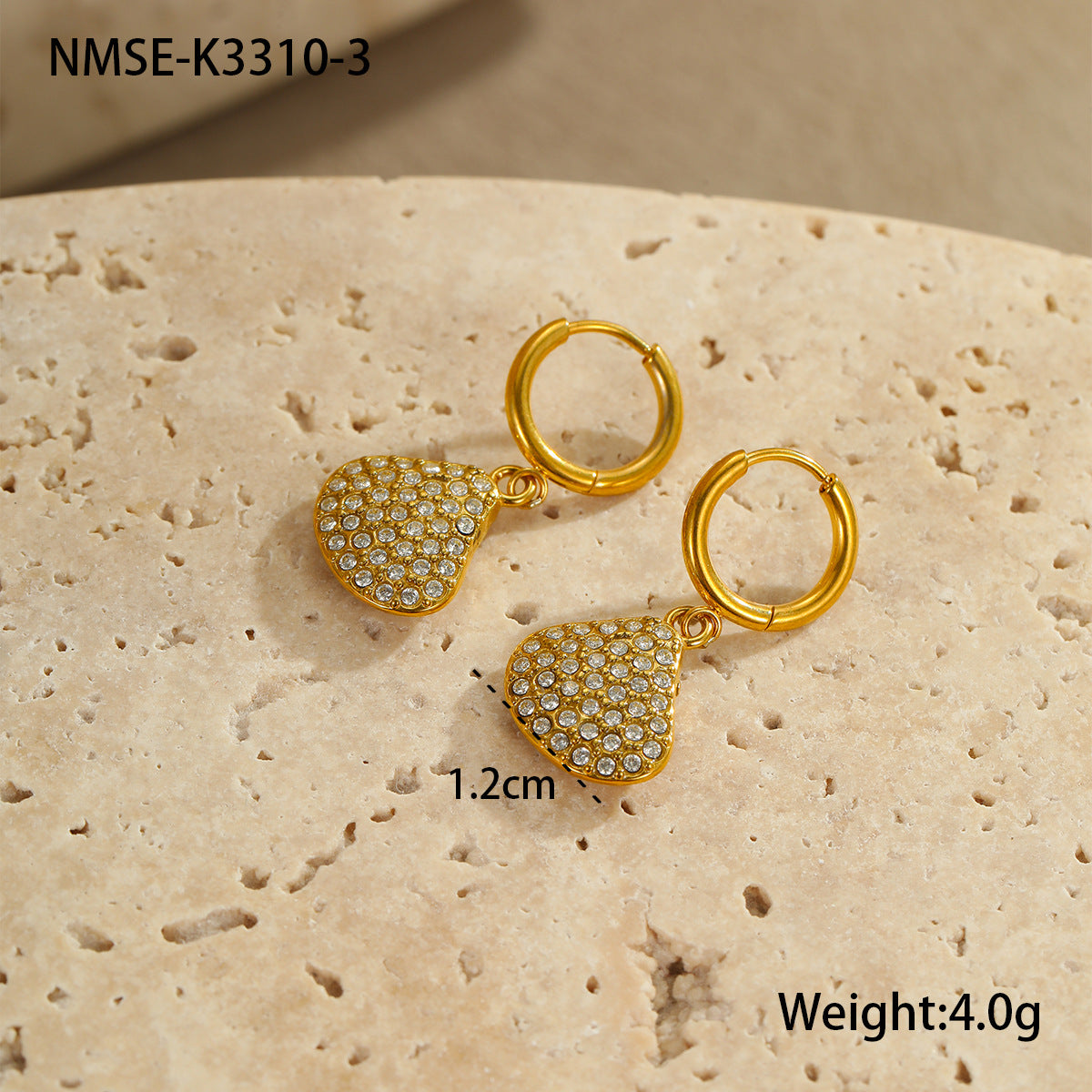 Pendientes de Acero Inoxidable con Forma de Estrella de Mar y Concha con Incrustaciones de Diamantes de Imitación para Mujer