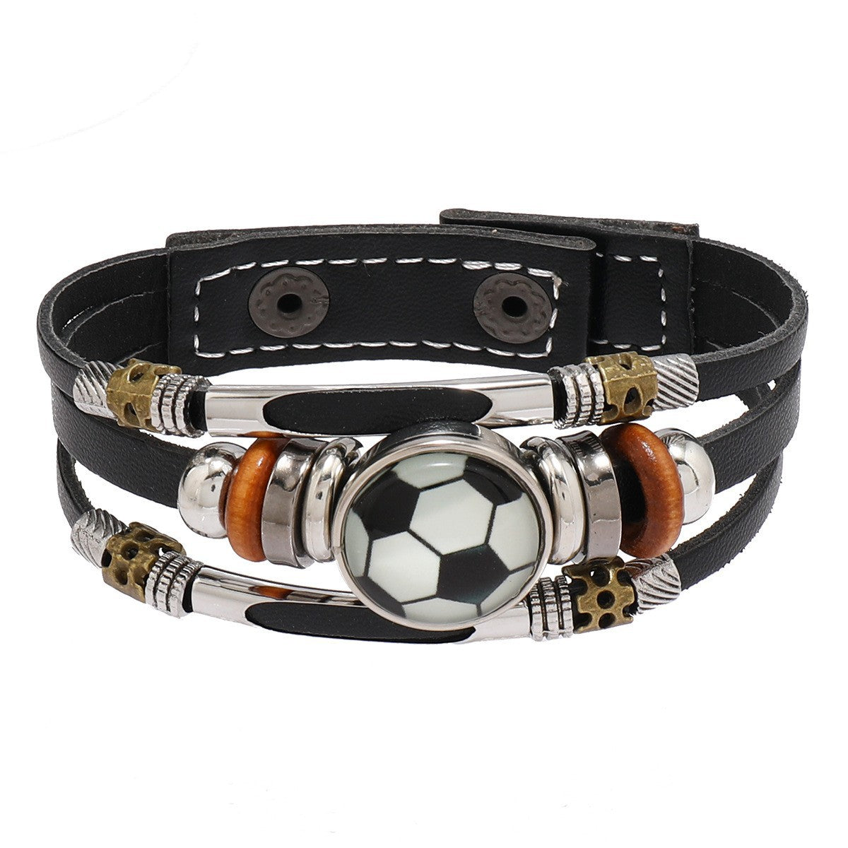 Geometric Leather Bracelet Unisex Sports Fan Gift
