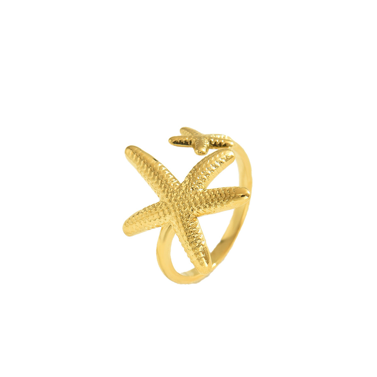 Anello da donna alla moda aperto a forma di stella marina in rame con finitura placcata