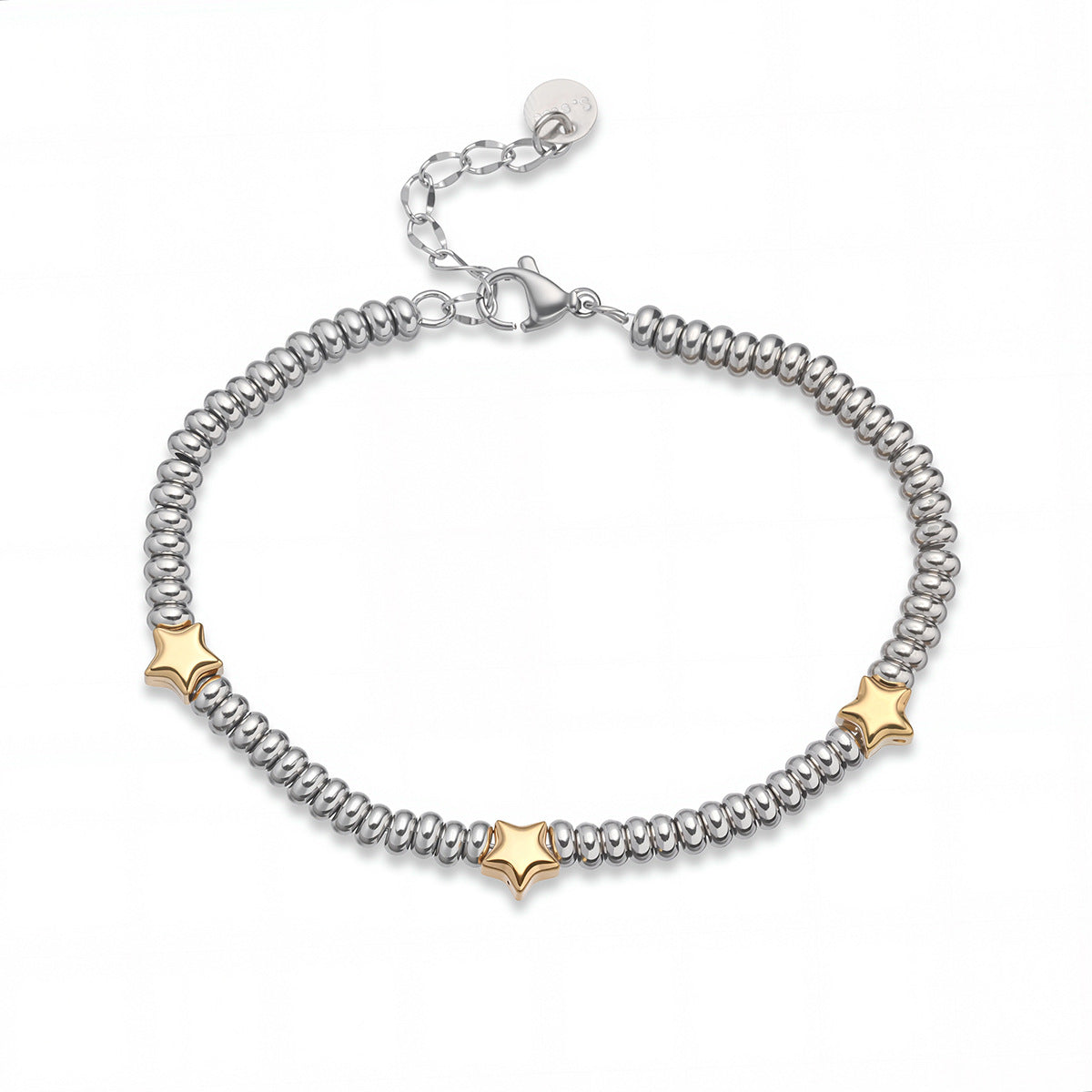 Fashion Plated Stainless Steel Heart Geometric Beaded Bracelet for Women