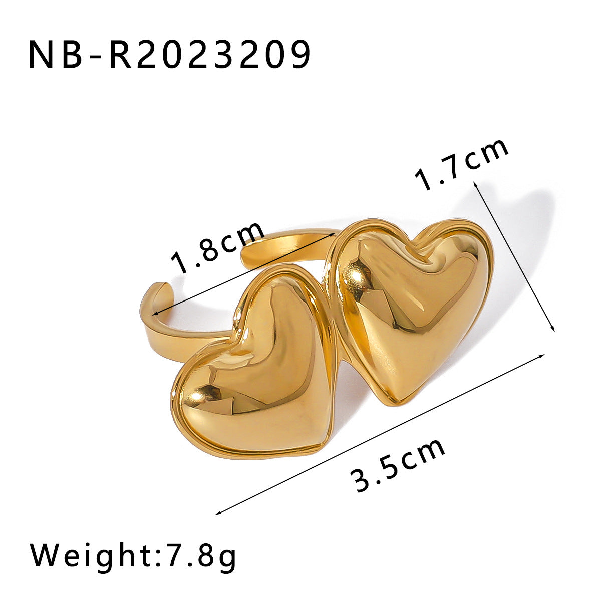 Anello Minimalista Geometrico in Acciaio Inossidabile con Placcatura in Oro 18K da Donna con Finitura Liscia Lucida e Forme a Cuore, Quadrato e Conchiglia