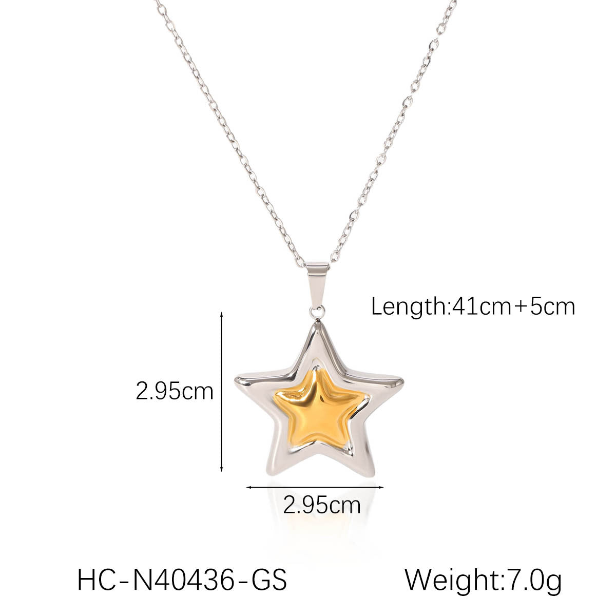 Collana Minimalista da Donna in Acciaio Inossidabile a Forma di Stella con Ciondolo in Acciaio al Titanio e Finitura Placcata