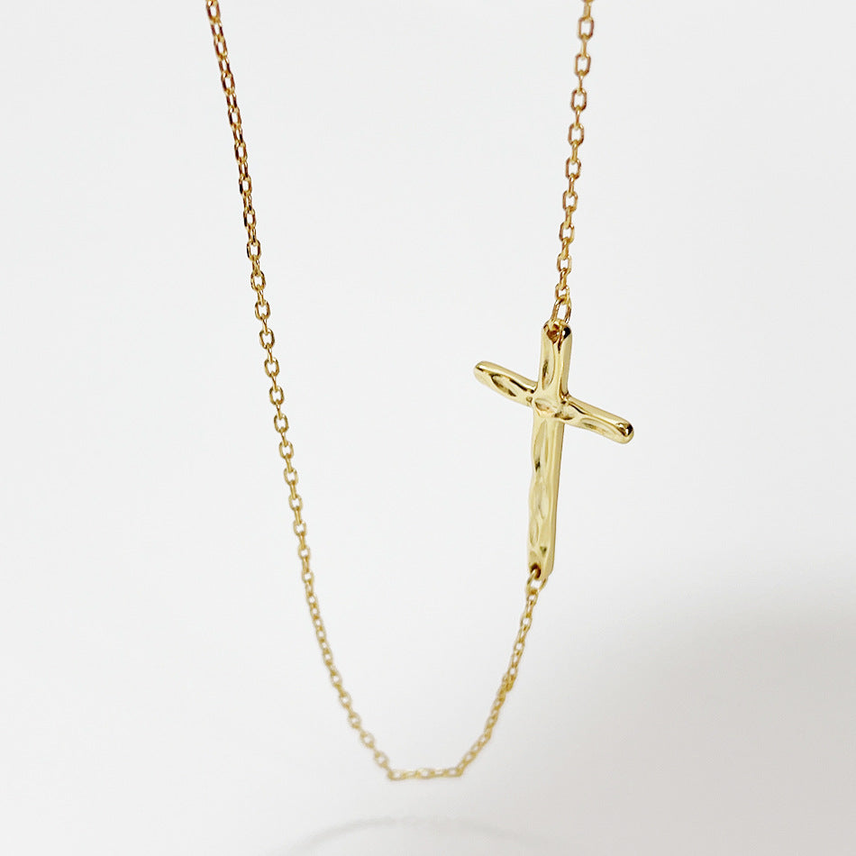 Geometric Cross 925 Sterling Silver Woven Ball Chain Necklace