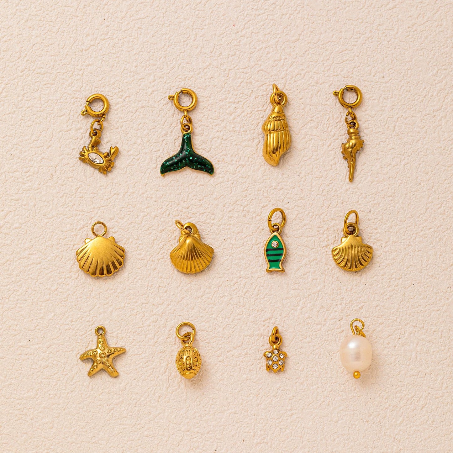 Vintage 18K Gold Plated Stainless Steel Mermaid Tail Charm Bar for Women