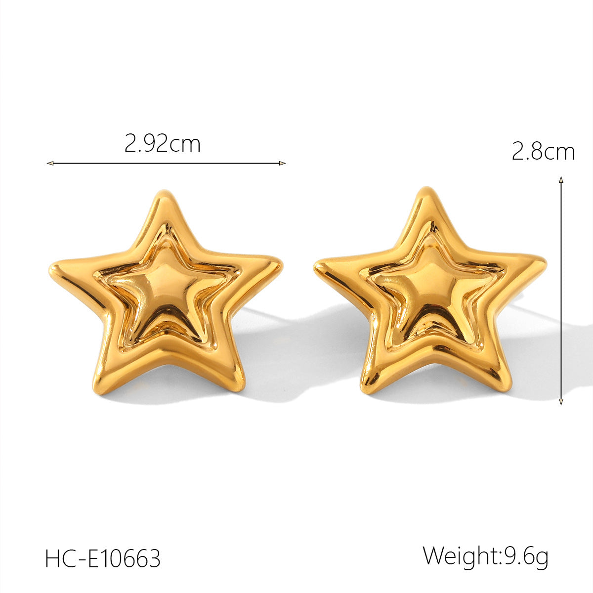 Minimalist Geometric Star Stainless Steel Stud Earrings with Plated Finish for Women