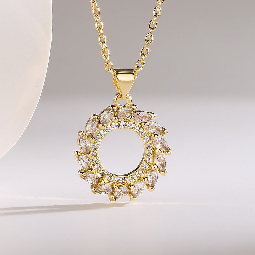 Minimalist Geometric Pendant Necklace for Women in Copper with Real Gold Plating and Micro-Pave Zirconia