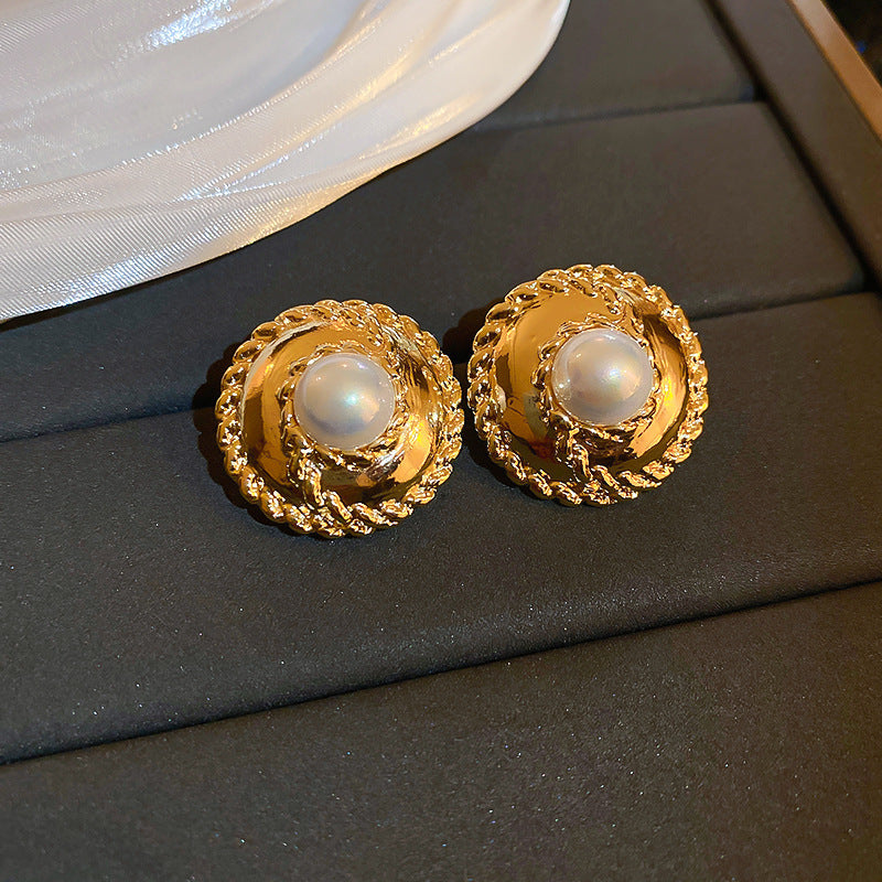 Vintage Geometric Earrings with Gold-Plated Copper Base and Stainless Steel Posts for Women