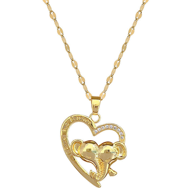 Collar minimalista de acero de titanio con incrustaciones de circonita con forma de corazón para mujeres y hombres, delicada cadena para la clavícula