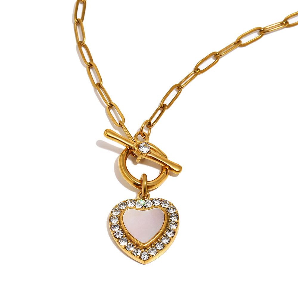 Elegant Luxury Heart Geometric Stainless Steel Gold Plated Necklace for Women