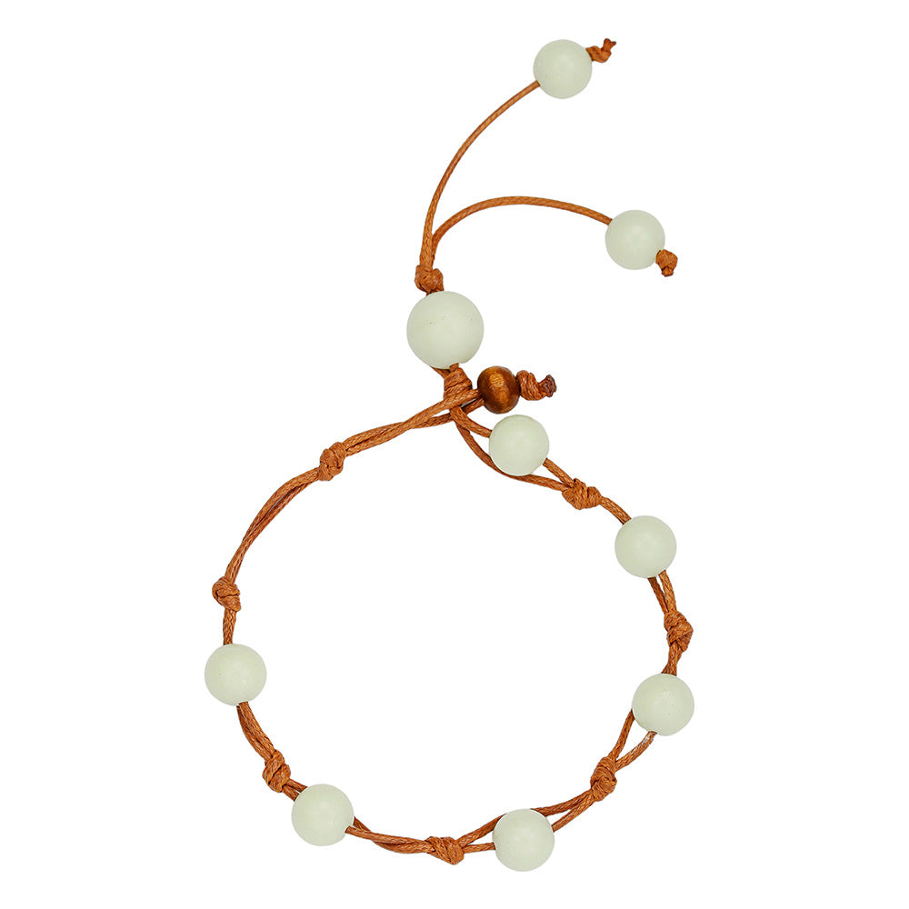 Bohemian Ethnic Handmade Woven Luminous Beaded Star Anklet for Women
