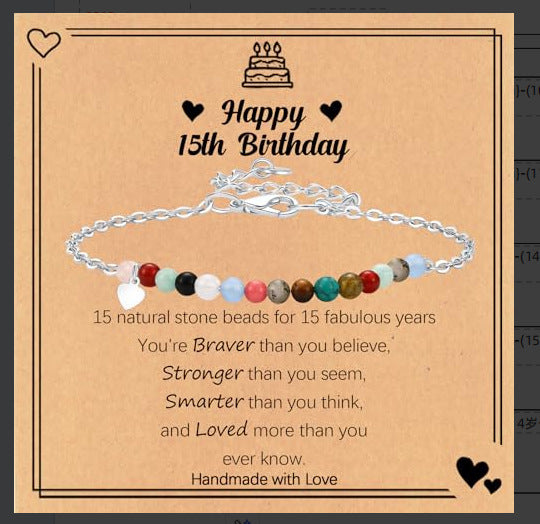 Sweet Geometric Natural Crystal Beaded Bracelet for Women