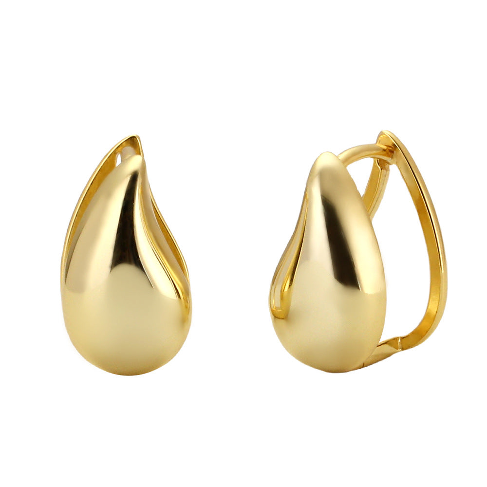 Pendientes de Plata Esterlina S925 Minimalistas con Forma de Gota de Agua y Acabado Pulido para Mujer
