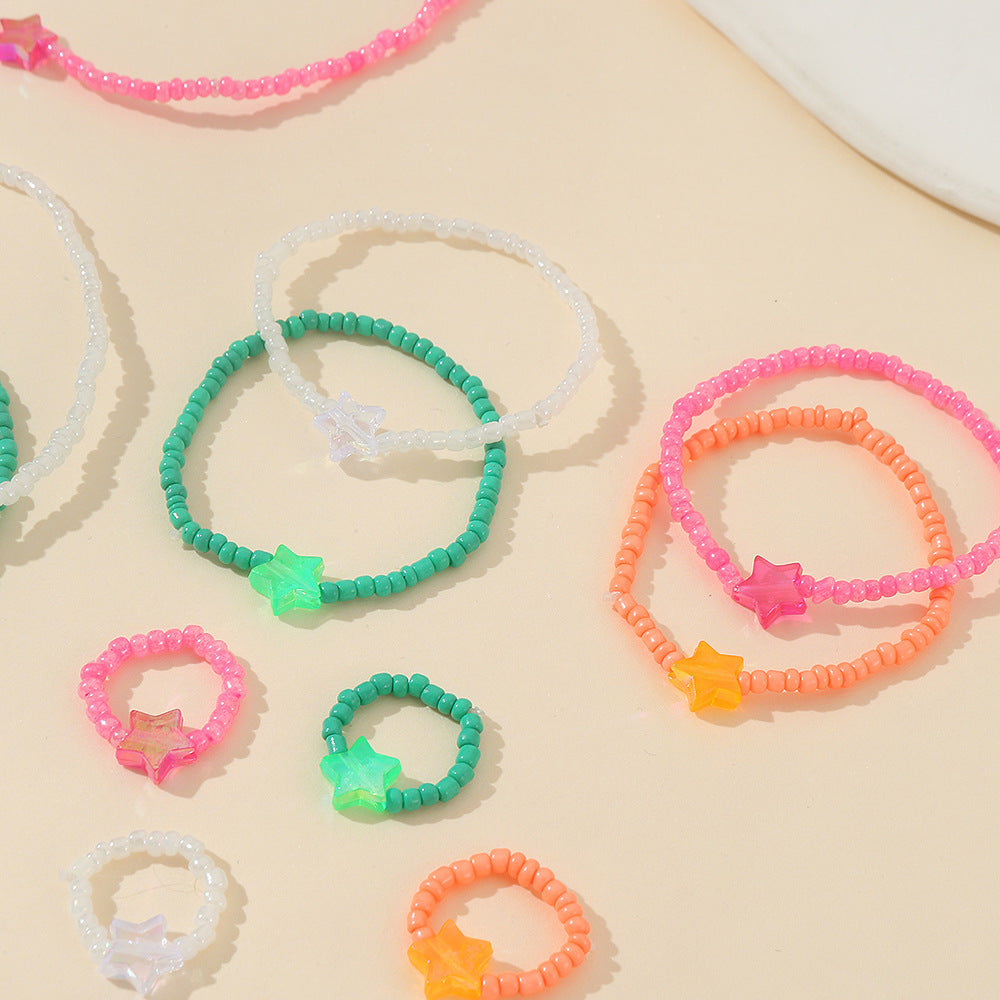 Set collana in perle di vetro a forma di stella bohémien per bambini con artigianato fatto a mano e stile per vacanze al mare