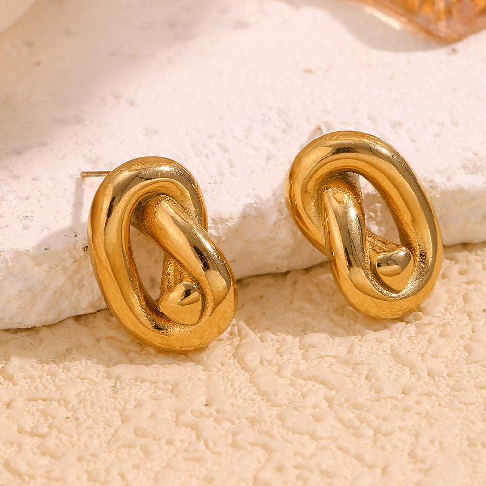 Orecchini a perno geometrici minimalisti in acciaio inossidabile placcati oro 18 carati da donna