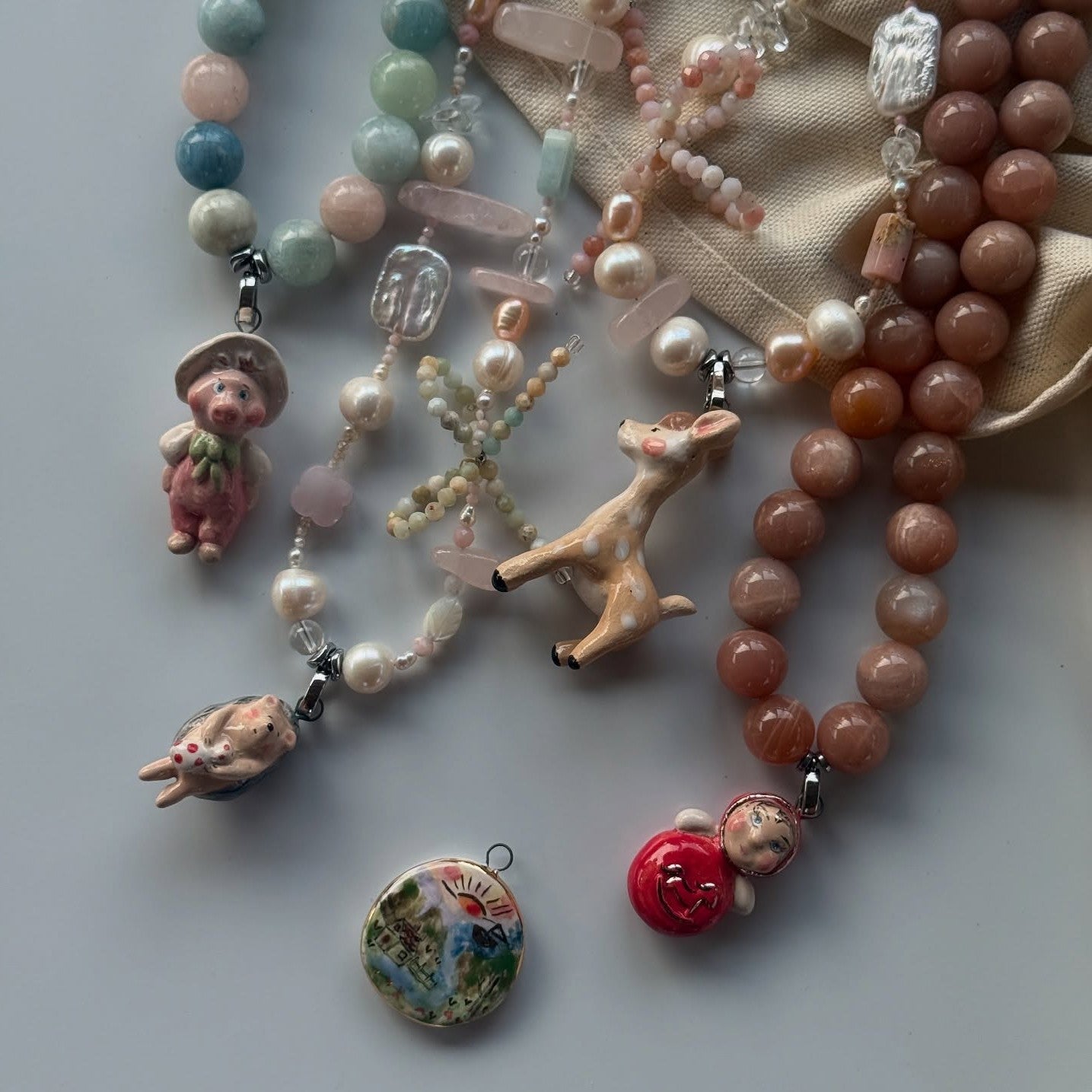 Geometric Animal Drip Oil Plated Brass Pendant Necklace