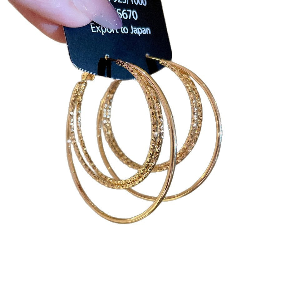 Orecchini a Cerchio Geometrici in Ferro Placcato Argento da Donna, Stile Minimalista Casual per Ufficio, Gioielli Eleganti di Ispirazione Vintage per Tutti i Giorni