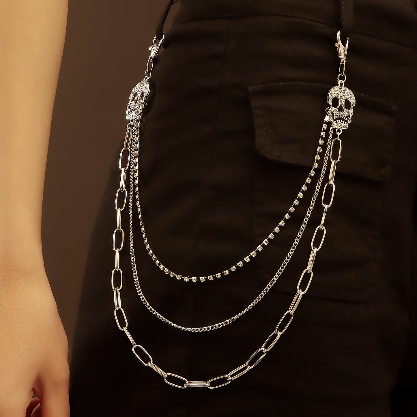 Punk Minimalist Skull Metal Waist Chain for Women
