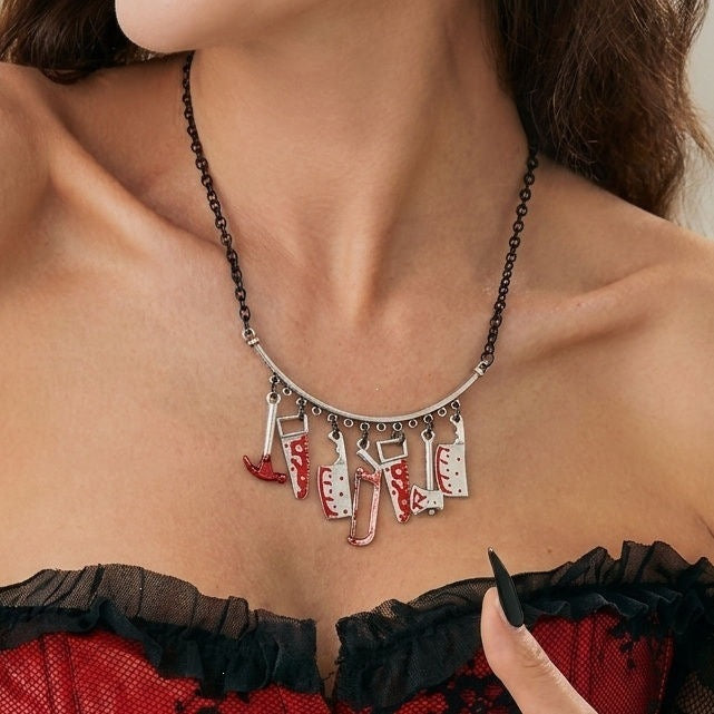 Gothic Cartoon Teardrop Geometric Alloy Plated Layered Necklace for Women