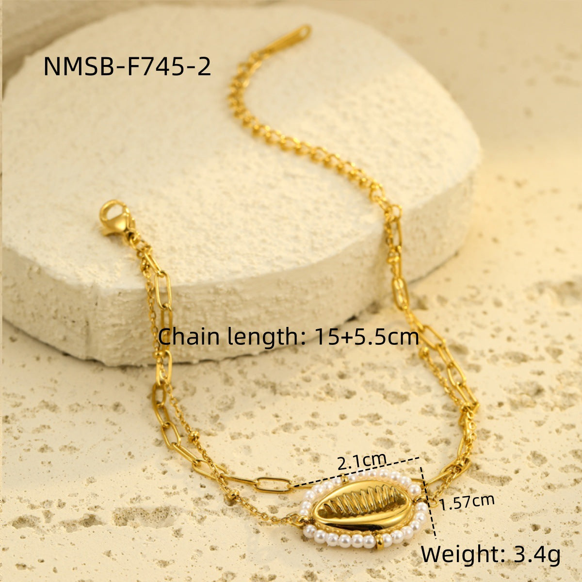 Vintage French Elegant Titanium Steel Bracelet with Pearl Accents Floral and Circular Motifs Geometric Pattern Plated Finish Women's Jewelry