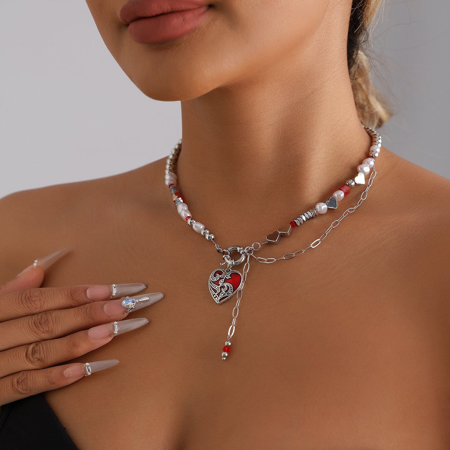 Sweet Streetwear Heart Geometric Alloy Plated Necklace for Women