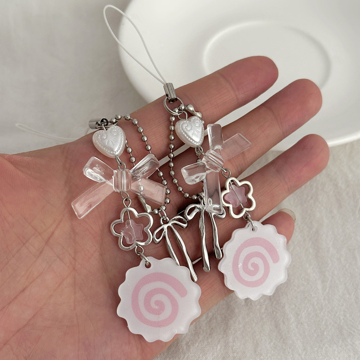 Sweet Acrylic Butterfly Heart Teardrop Keychain Set