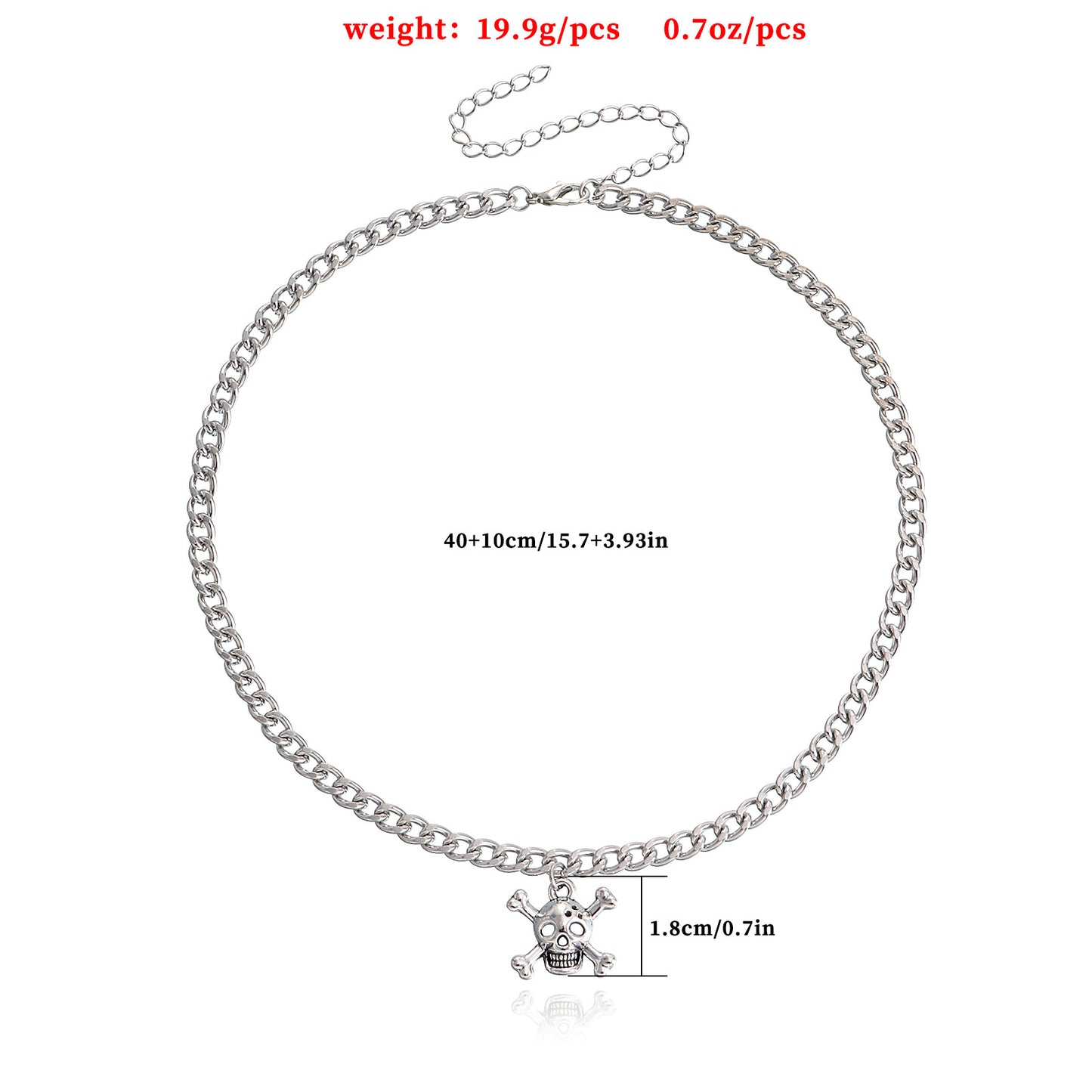 Minimalist Hip Hop Skull Pendant Necklace for Women Alloy Geometric Locket Chain with Plated Finish