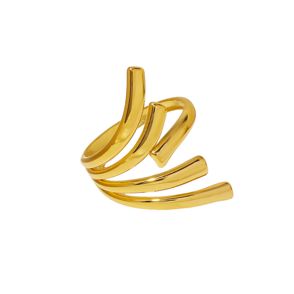Minimalist Geometric Stainless Steel Ring with Gold Plating for Women and Men