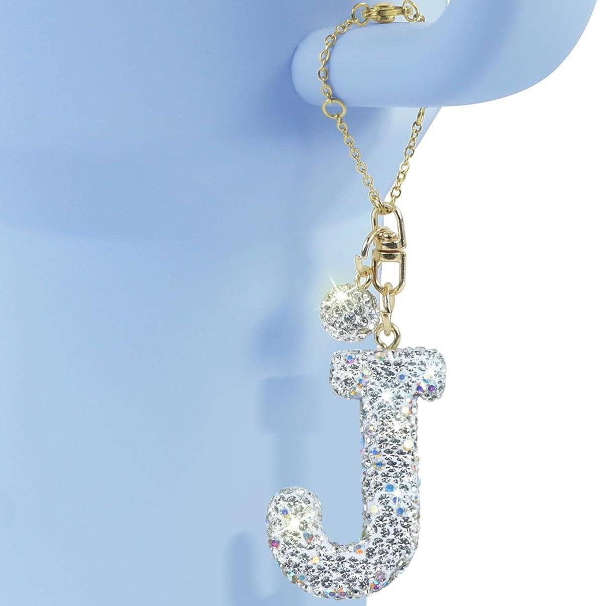 Rhinestone Inlaid Letter Resin Charm Bar