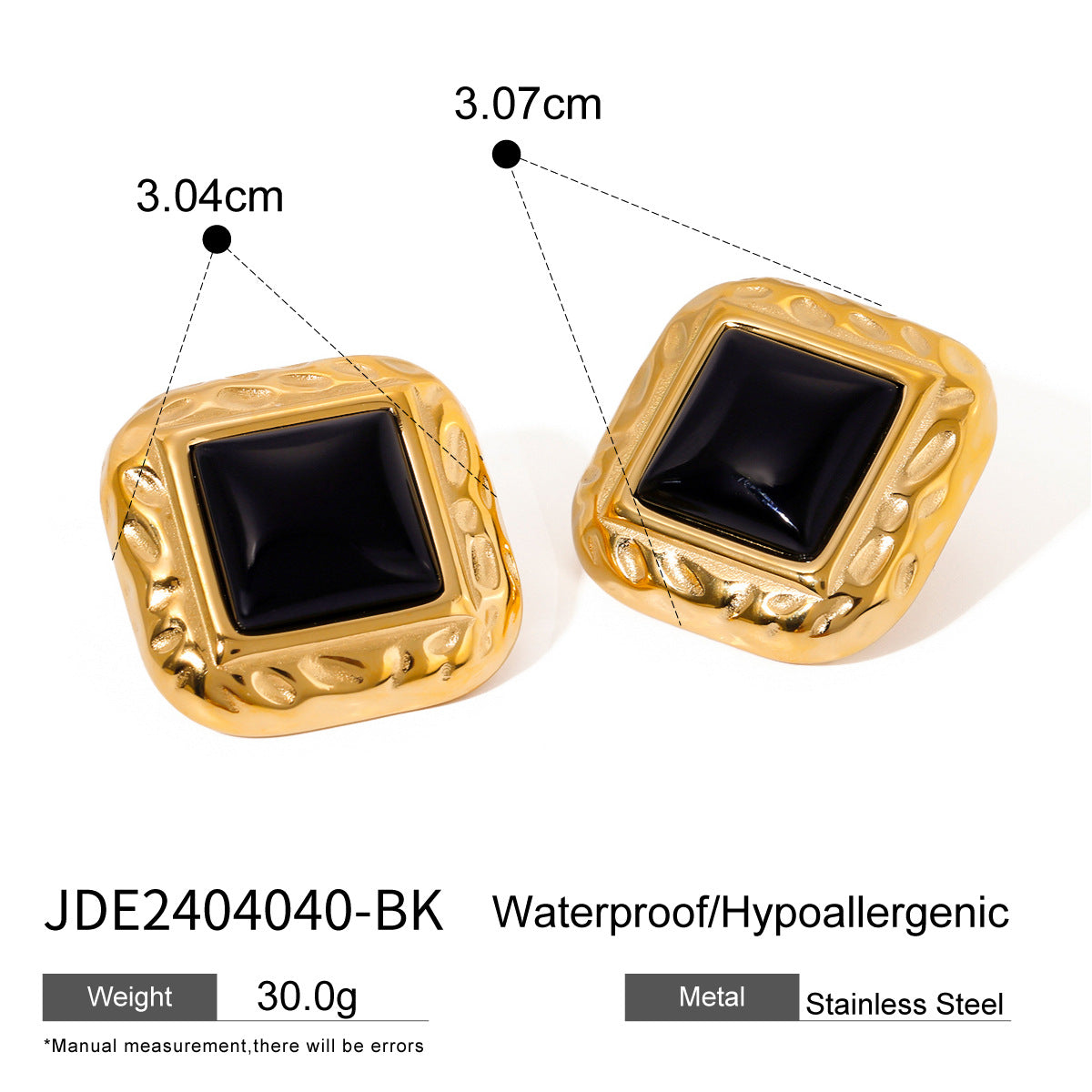 Elegant Geometric Square Agate Inlay Stainless Steel Stud Earrings for Women