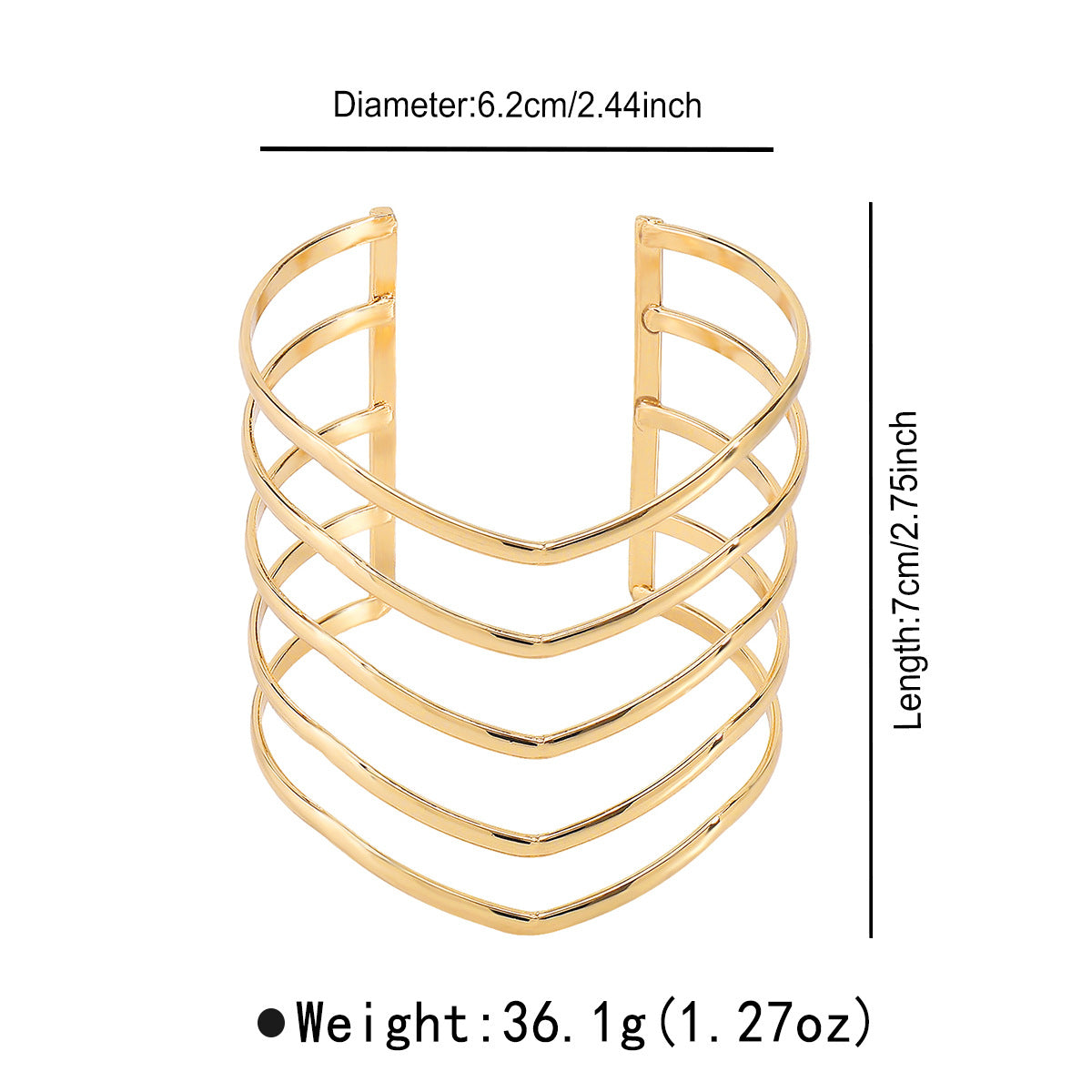 Pulsera de hierro con puño abierto, personalizada y a la moda, con rayas geométricas y acabado chapado