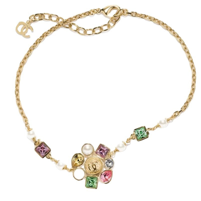 Sweet Elegant Gold Plated Brass Crystal Sunflower Necklace for Women
